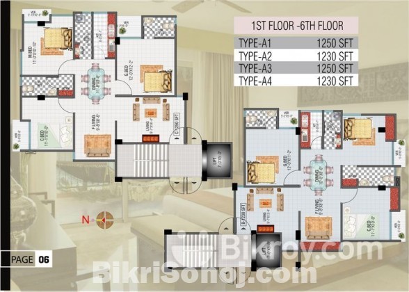 (1230 Sft) Flat for Sale at Near Mohammadpur